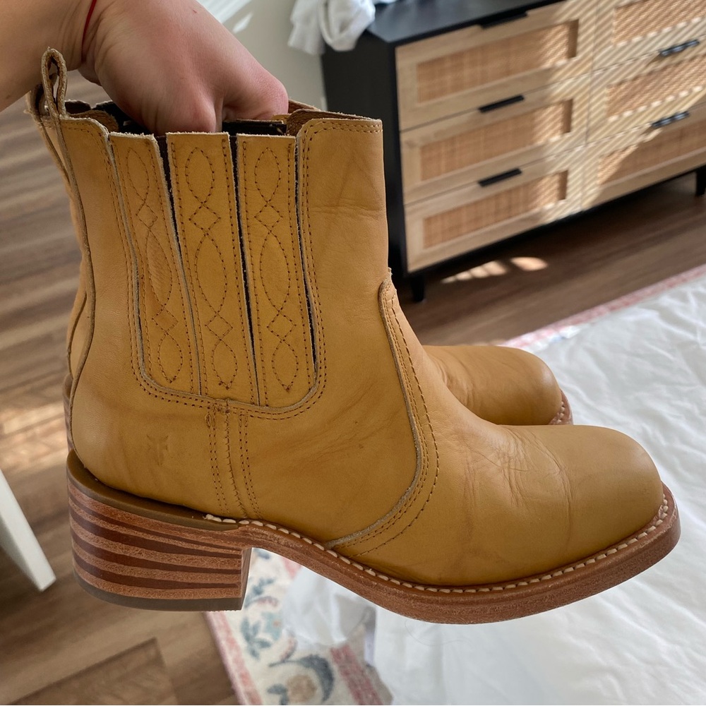 Frye Mustard Yellow Leather Chelsea Ankle Boots - Picture 3 of 6